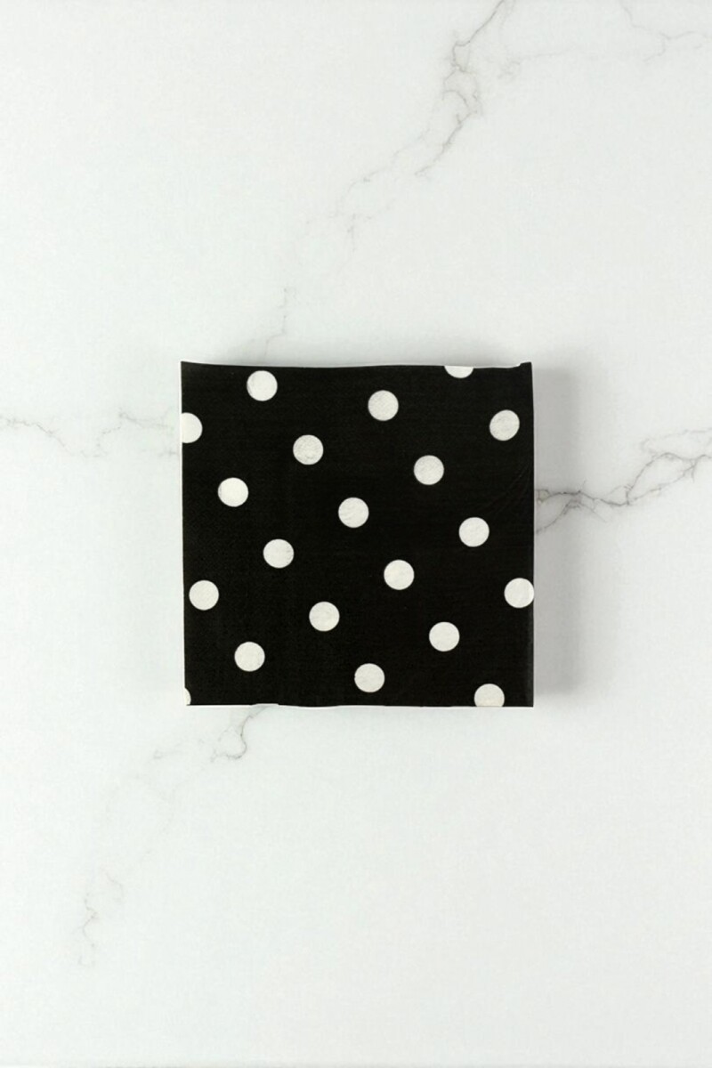 Servilleta 16x16 cm. paquete x 20 - NEGRO LUNARES 