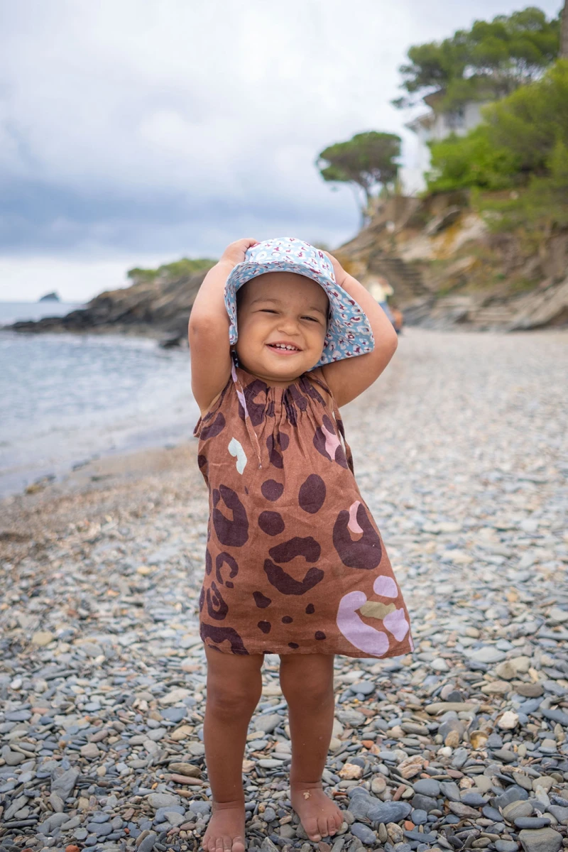 BABY LINEN AMELIE DRESS Caramelo
