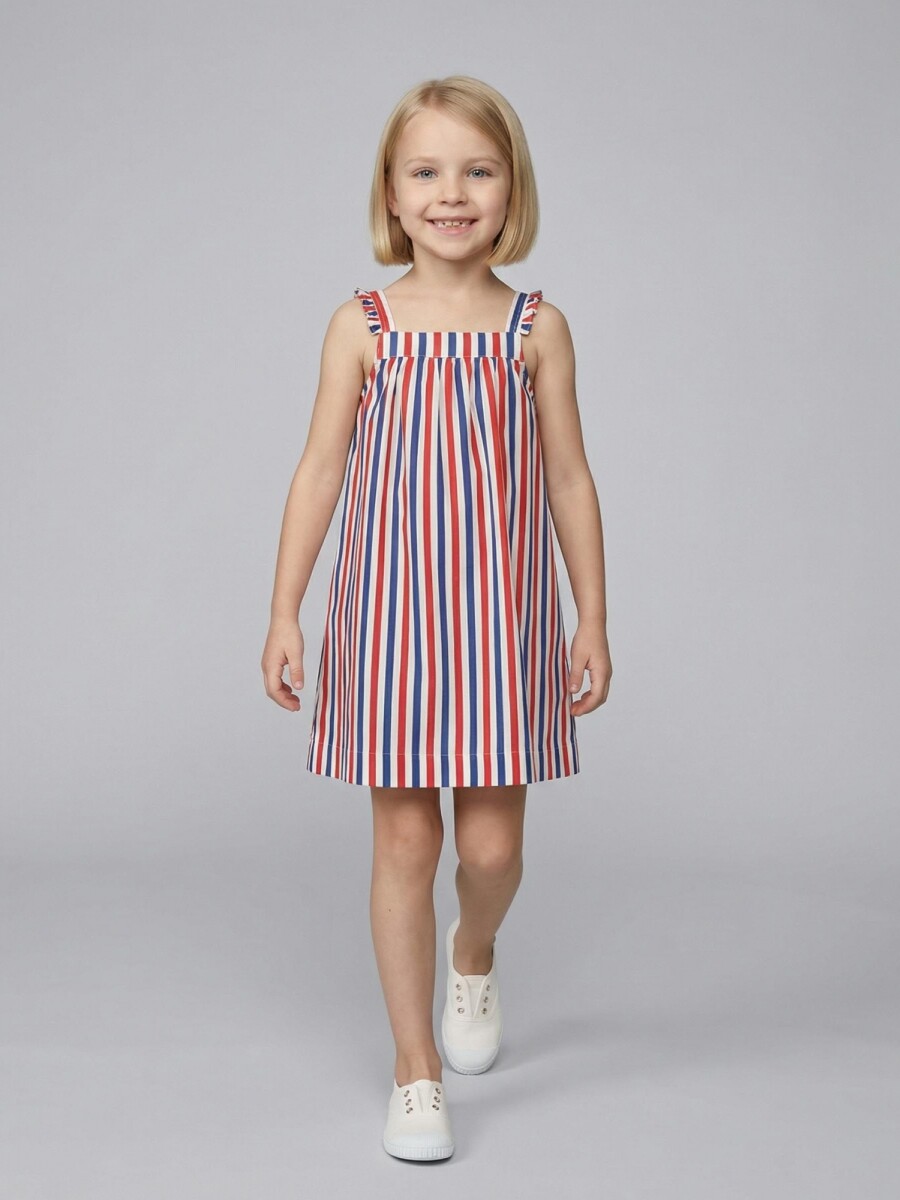 Vestido Estampado Rayas Piedra