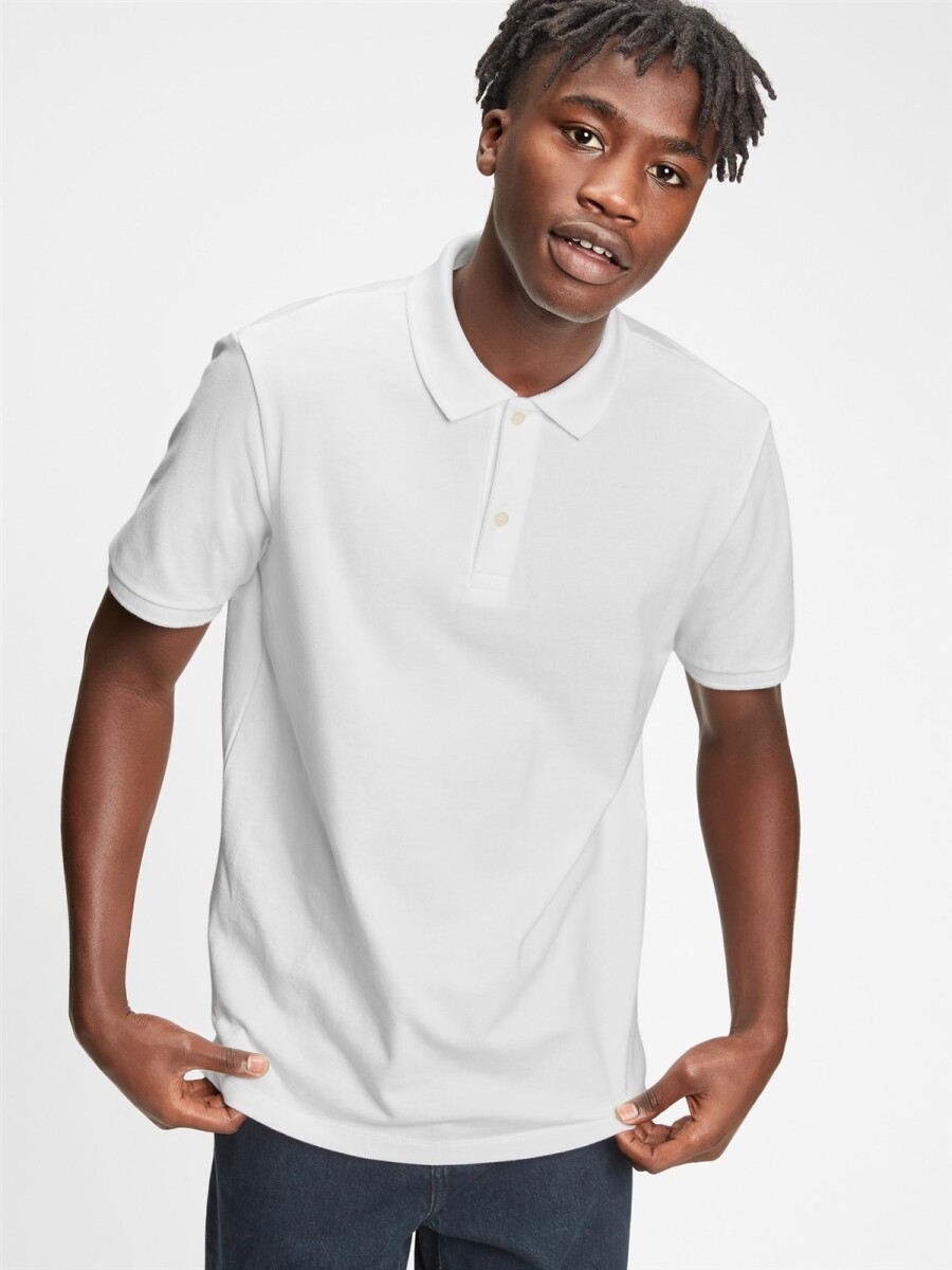 Remera Tipo Polo Hombre - White V2 Global 