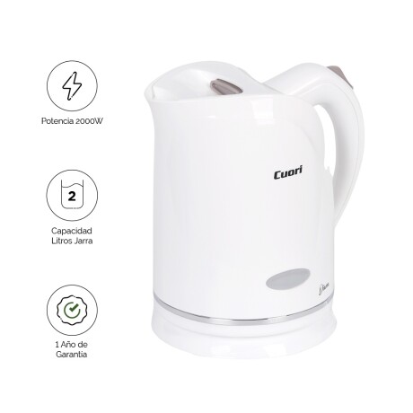 Jarra Eléctrica Plástica de 2Lt c/Filtro y 2000W Cuori Diana Blanco