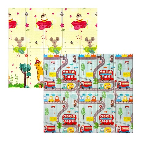 Alfombra Anti golpes 180x150 Infantil Reversible Impermeable Celeste