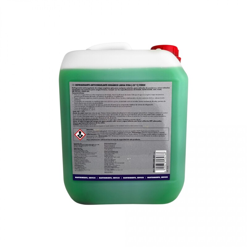 Wurth Anticongelante 50% 5L Organico Longlife Verde