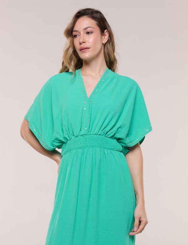 Vestido Maxi Con Tachas VERDE