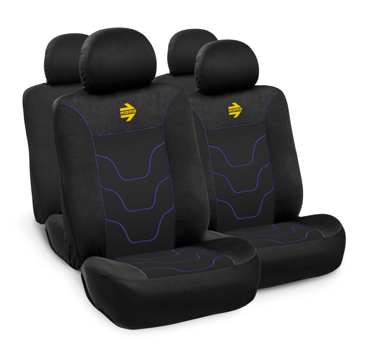 CUBRE ASIENTO - POLYESTER 038 NEGRO Y AZUL 10 PIEZAS MOMO 