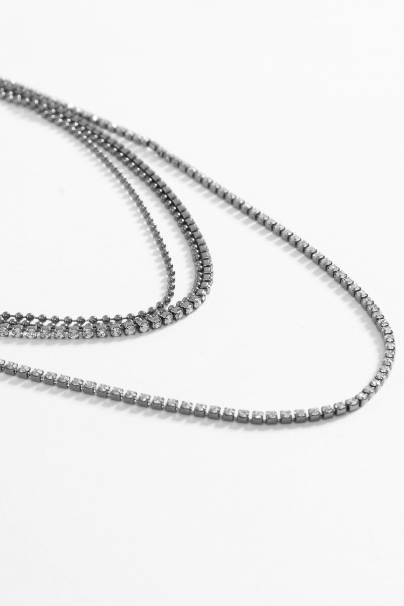 Collar party triple strass peltre