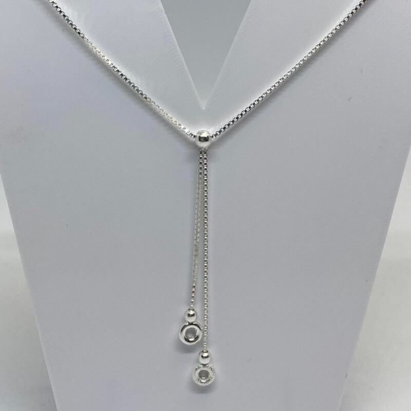CADENA DE PLATA TIPO VENECIANA CON ESFERAS , LARGO 45+5 CM L8ds-049-n-x2