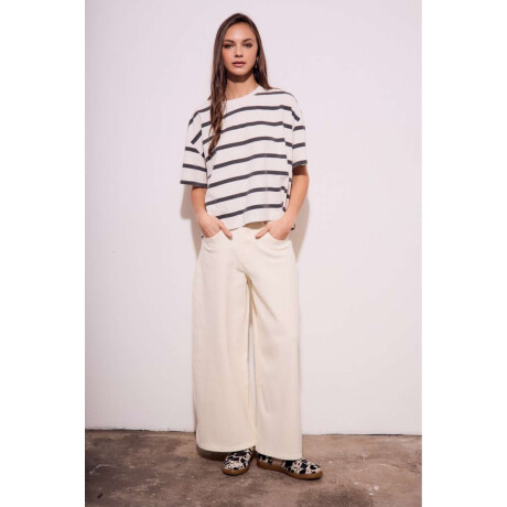 Remera Algodon Lavado Rayas Negro