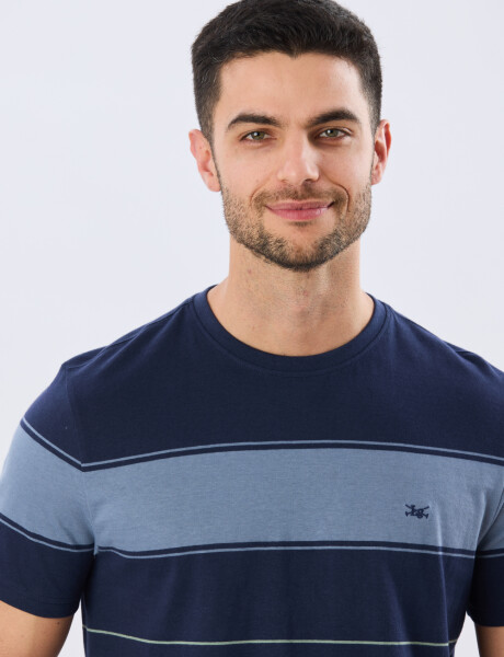 REMERA RAYADA DE ALGODÓN Azul