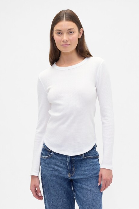 Remera Waffle Manga Larga Mujer New Off White