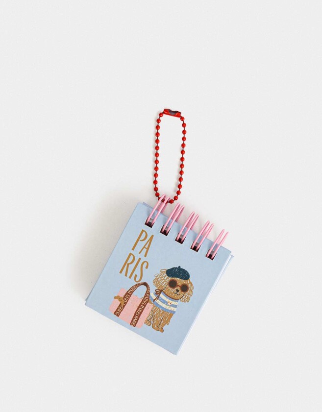 Anotadores Cuadernos y Memos Mini Memo Espiralado Con Cadenita Para Colgar - Azul Celeste