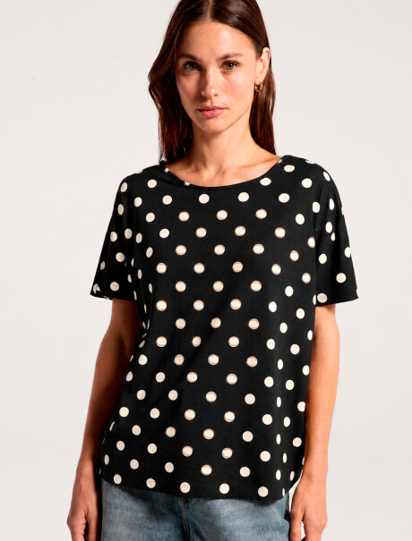 BLUSA ESTAMPADA DE MANGA CORTA NEGRO