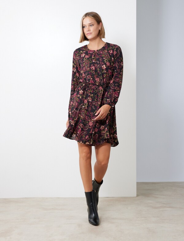 Vestido Gasa Print MULTI/BORDEAUX