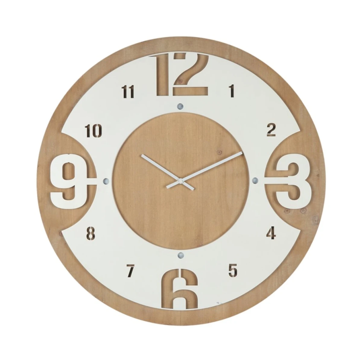 RELOJ DE PARED MDF D68X68X4.5CM BLANCO Y MADERA 