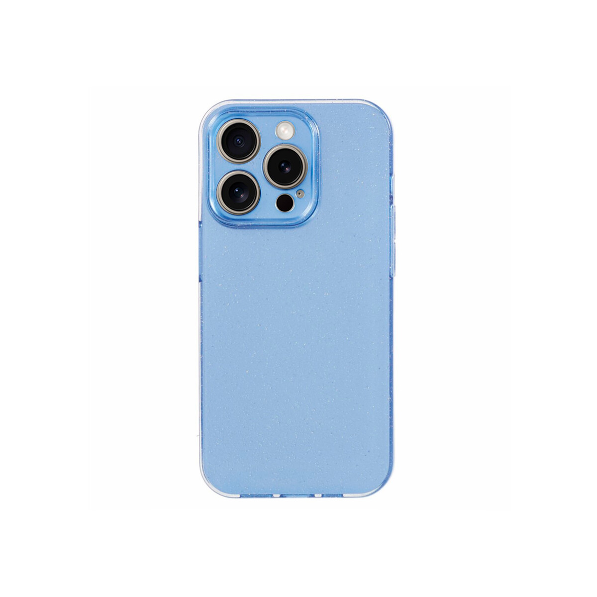 Protector iPhone 15 Pro Max color azul con brillos 