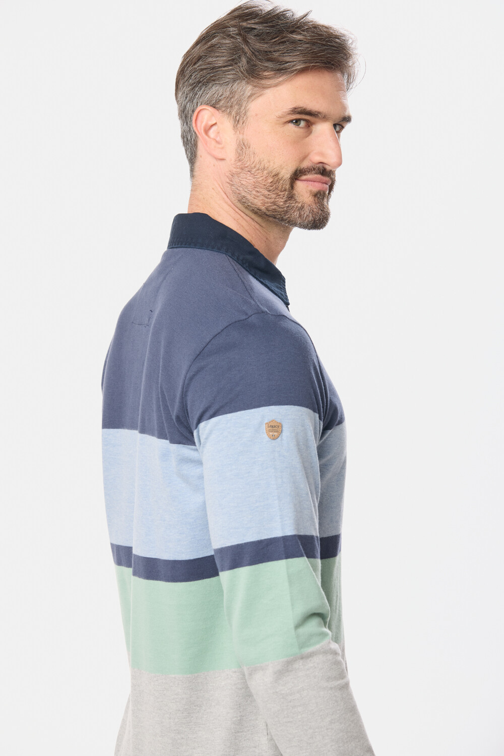 REMERA POLO RAYADA Azul