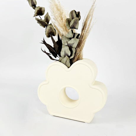 Jarrón florero flor de cerámica Beige