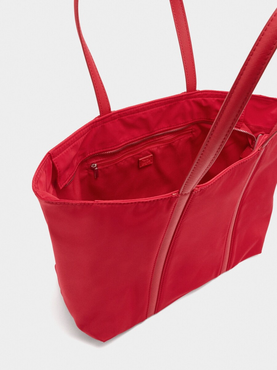 Bolso Shopper De Nylon Con Colgante rojo