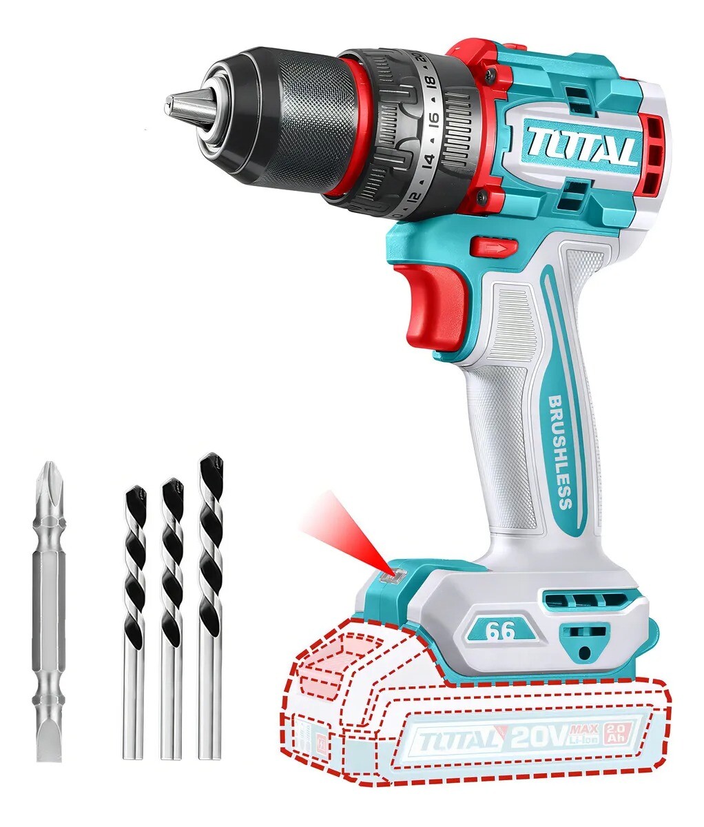 Taladro Percutor Industrial Brushless Total 20V 66Nm 