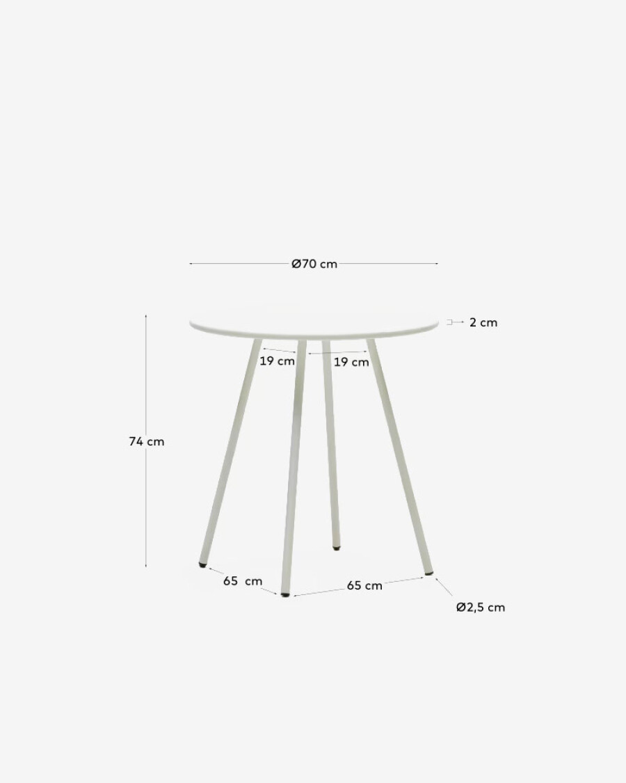 Mesa redonda de exterior Montjoi de acero con acabado blanco Ø 70 cm