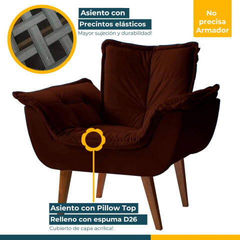 SILLON Butaca EROS Poltrona con asiento y espaldar de espuma revestido en terciopelo - Jolie 11 SILLON Butaca EROS Poltrona con asiento y espaldar de espuma revestido en terciopelo - Jolie 11