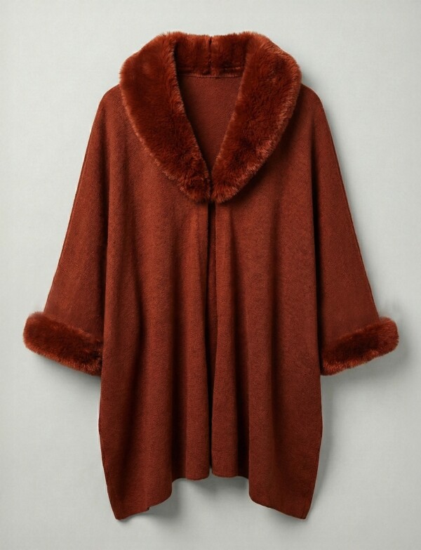 Ruana Faux Fur TERRACOTA