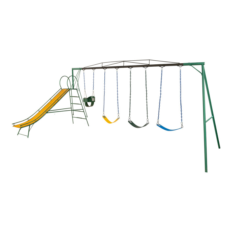 Juego Combinado Infantil con tobogán N°3. 3 hamacas de cincha y 1 hamaca de bebé Juego Combinado Infantil con tobogán N°3. 3 hamacas de cincha y 1 hamaca de bebé