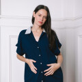 Imagen de Camisa Maternal Pupa – Viscosa suave con bolsillos prácticos Azul