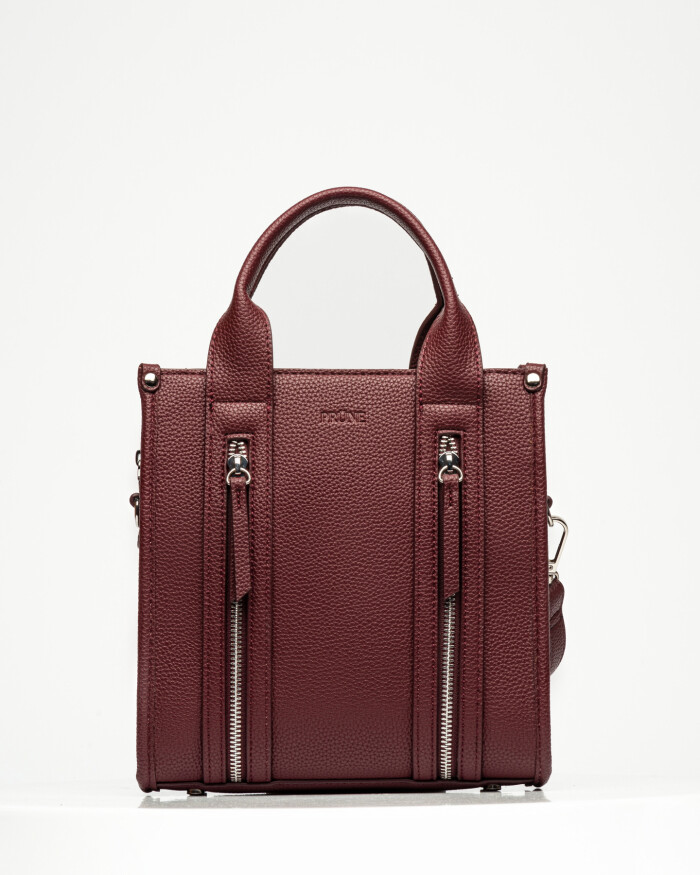 Cartera de Mano Oak en Efecto Cuero Liso Bordeaux