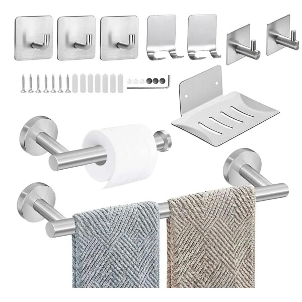 Set de 10 Accesorios de Baño IMBACK IBK-BAN018 | Acero Inoxidable, Anticorrosión, Diseño Minimalista y Fácil Instalación Plata Set de 10 Accesorios de Baño IMBACK IBK-BAN018 | Acero Inoxidable, Anticorrosión, Diseño Minimalista y Fácil Instalación Plata
