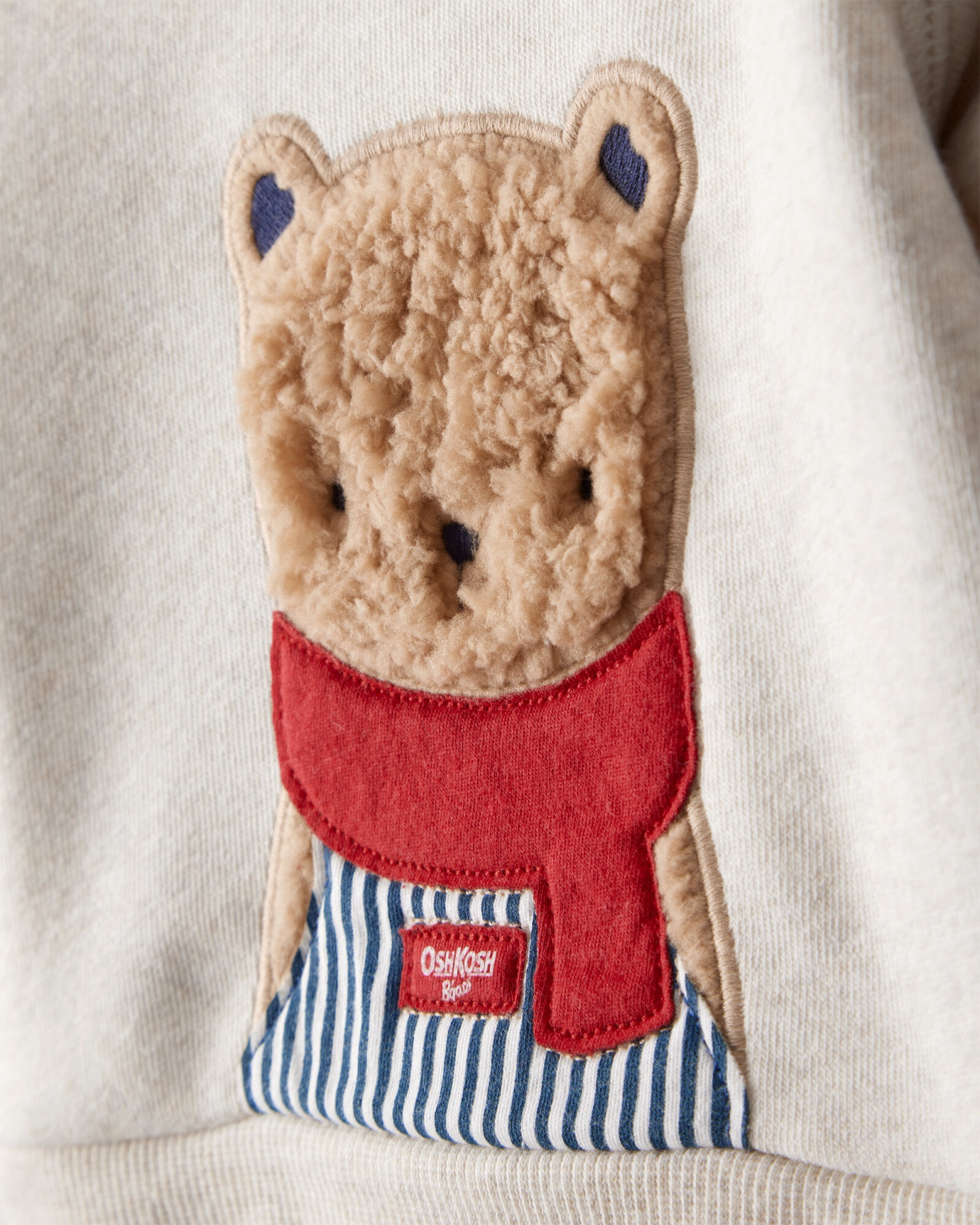 Buzo de algodón con felpa, beige, estampa oso Sin color