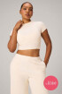 Polo Cotton Jersey Cropped Baby Tee Mujer Almond Milk