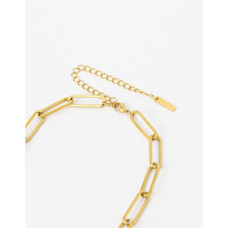 Collar Corto Eslabones De Acero Dorado