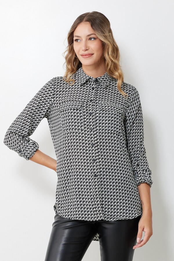 Camisa Gasa Print NEGRO/BLANCO