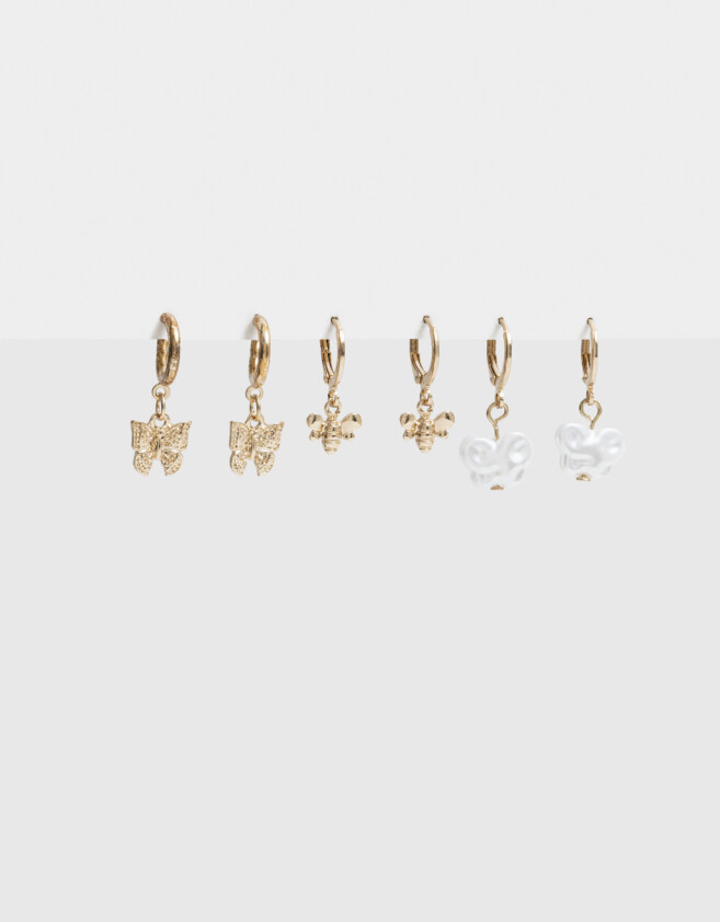 Aros Argollas Set Mariposas Aros Argollas Sets De Animalitos - Dorado