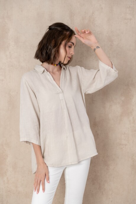 Blusa de lino Beige