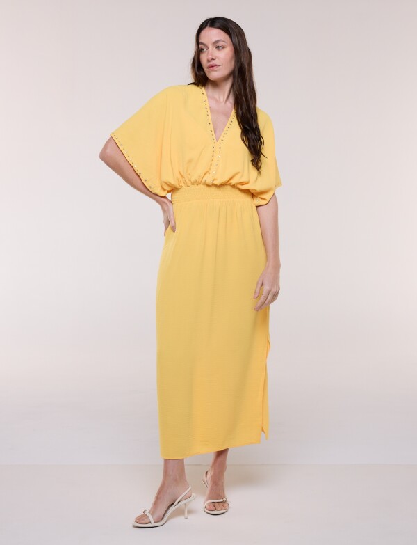 Vestido Maxi Con Tachas AMARILLO