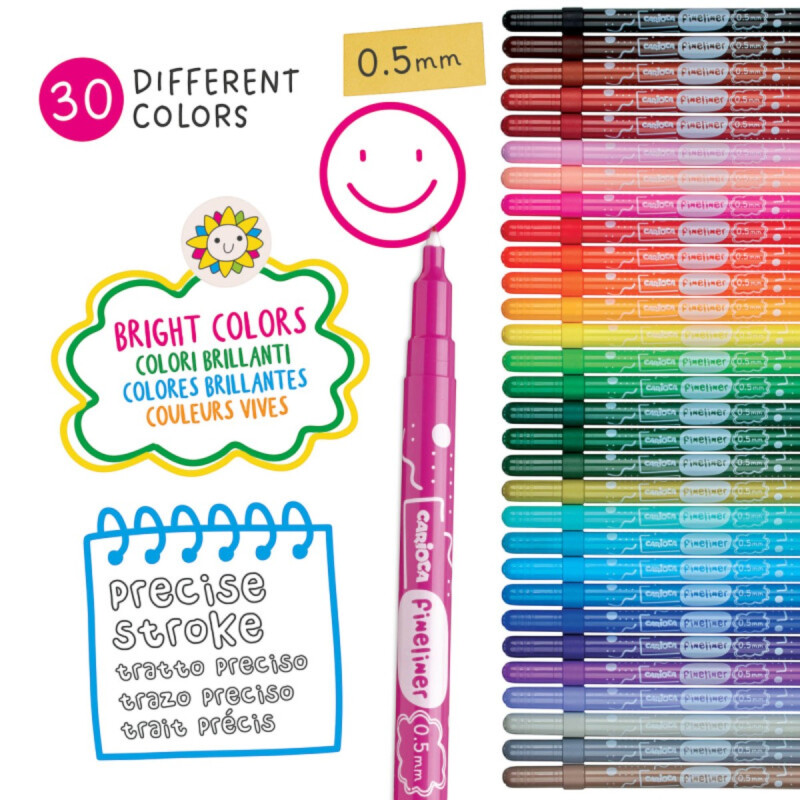 Marcadores Carioca Fineliner 0.5 mm x30 Marcadores Carioca Fineliner 0.5 mm x30