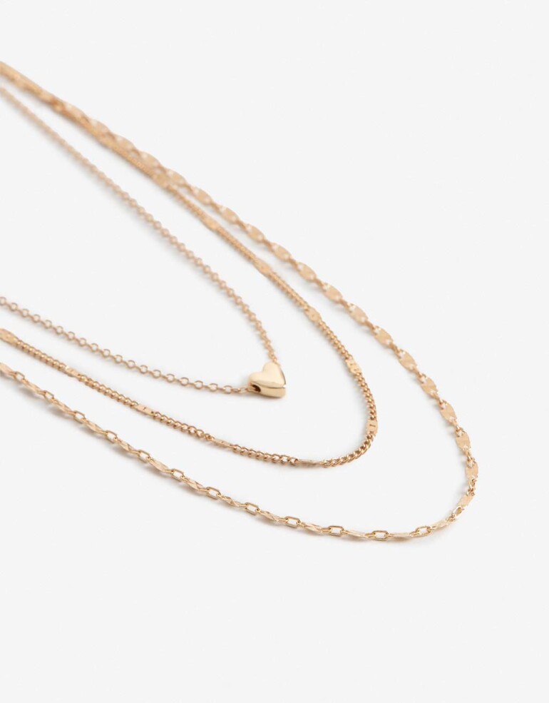 Collares Cortos Metal Collar Corto Dijes Corazones - Dorado