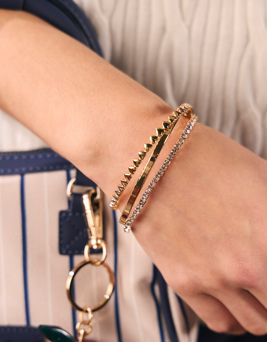 Set De Pulseras Con Strass 