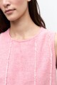 Blusa lino detalle desflecado rosado melange