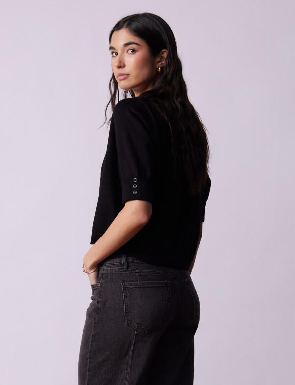 Cardigan Puño Botones NEGRO