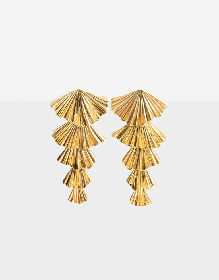 Aros Colgantes Largos Metal Aros Largos En Piezas De Caracoles - Dorado Oro Amarillo