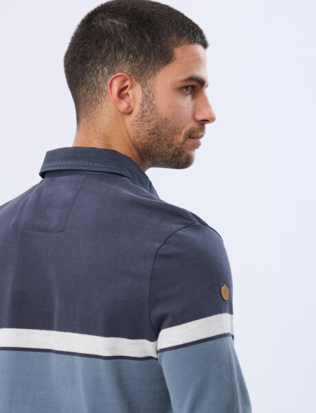 REMERA POLO RAYADA DE ALGODON Piedra