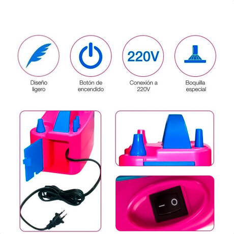 Máquina Inflador 600w 2iny + Pack X100 Globos Regalo! Jug017006