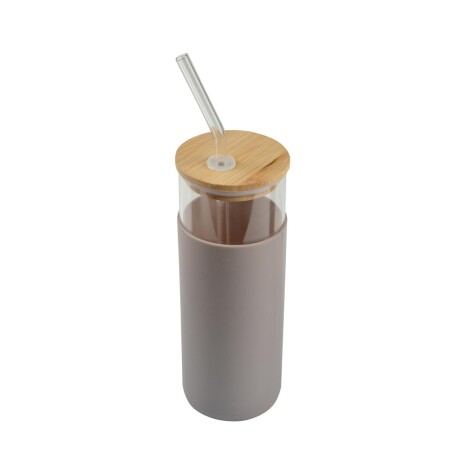 VASO C/SORBETE 500ML BAMBU-Y-VIDRIO MARRON 6BAV025