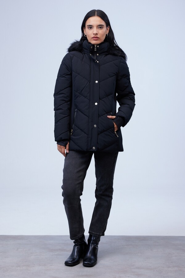 Campera Abrigo Faux Fur NEGRO