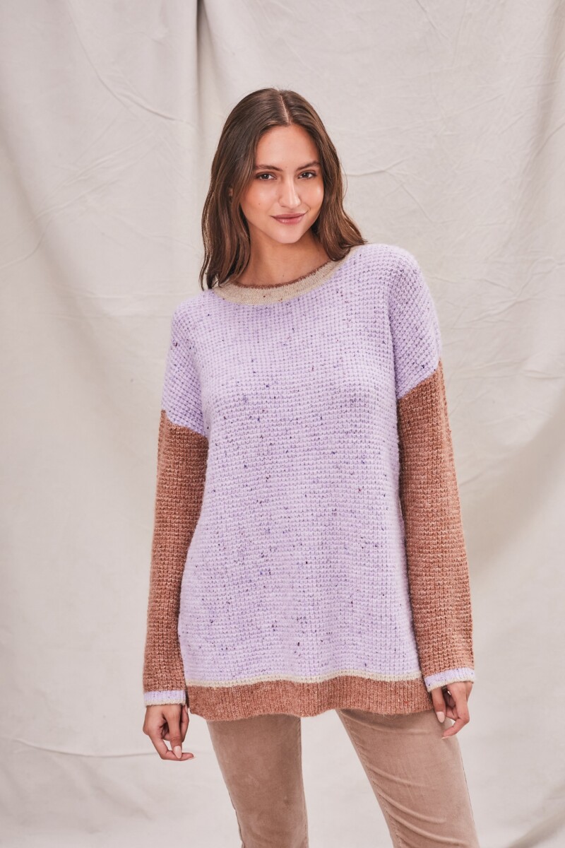 Sweater Textura Combinado - Lila 