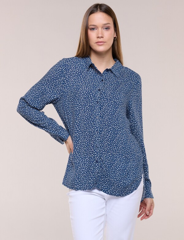 Camisa Holgada Estampada AZUL/BLANCO