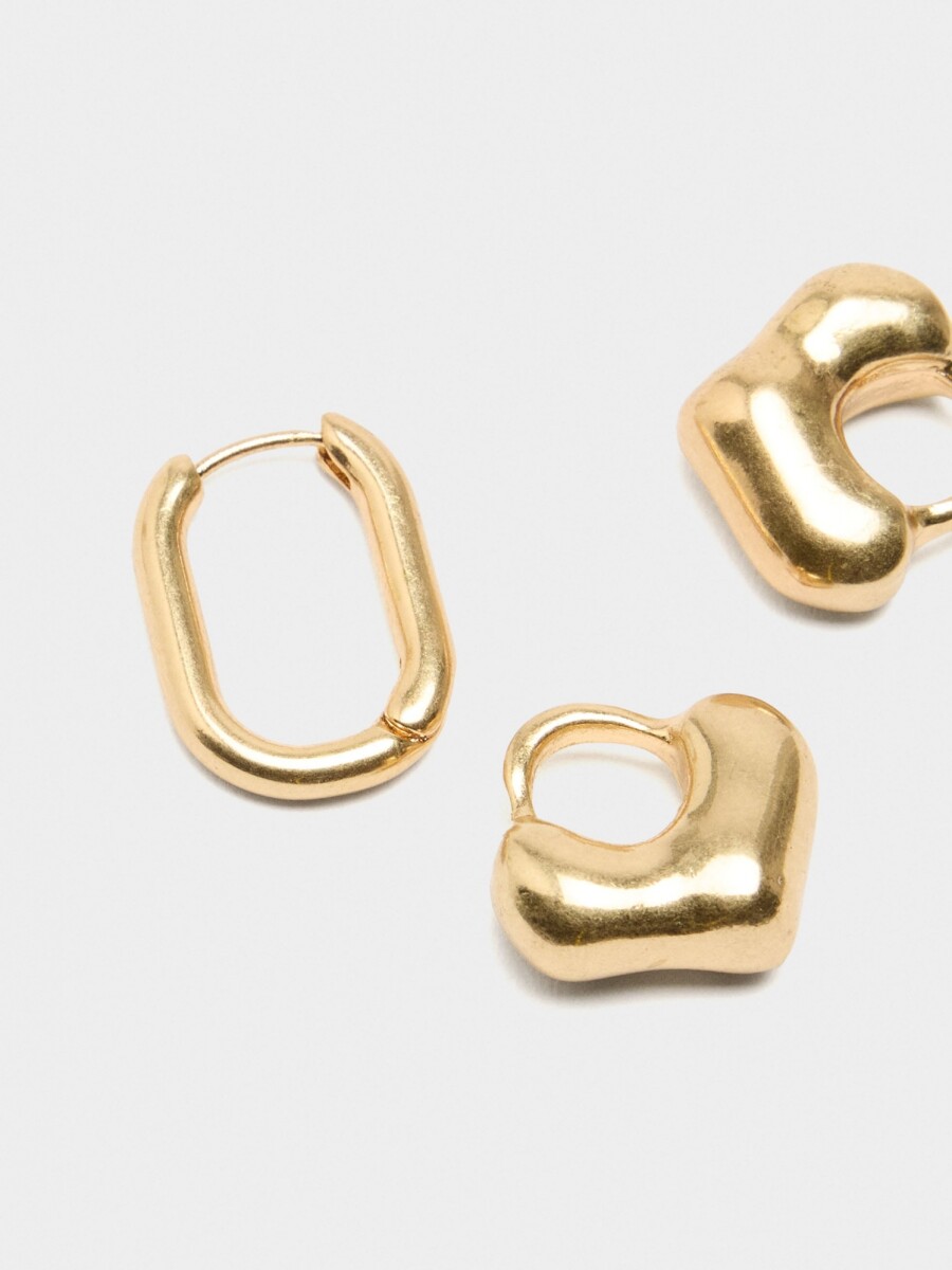 Aros Con Corazón dorado